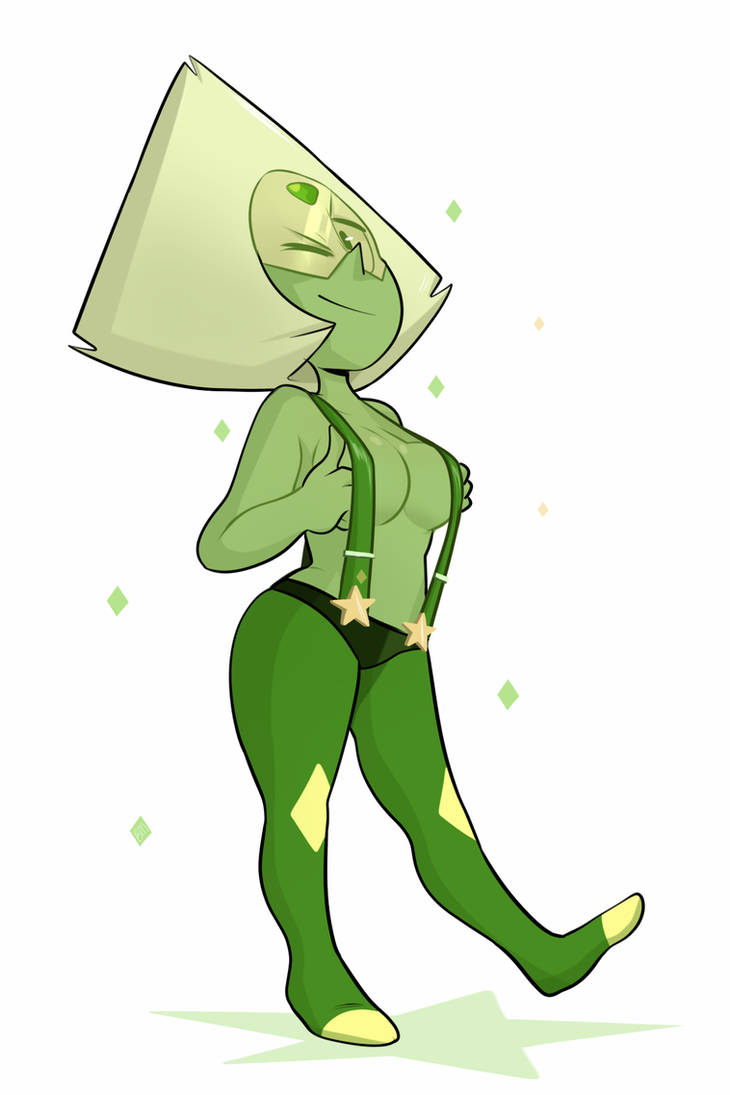 ;) blushmallet casual clothing female gem_(species) peridot_(steven_universe) steven_universe suspenders wink