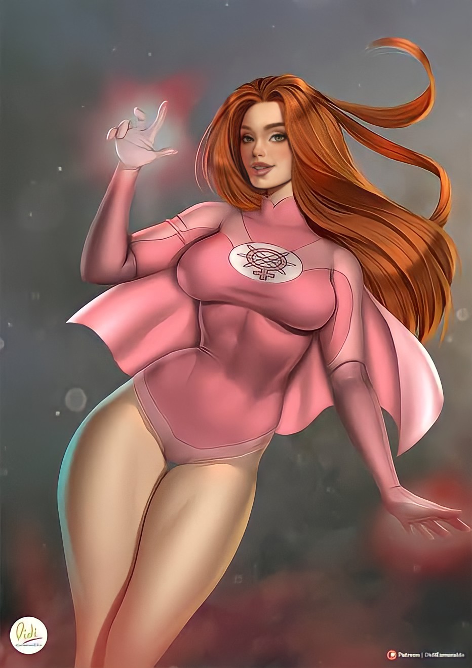1girls, atom eve, brown hair, didi esmeralda, female, female focus, female only, fully clothed, invincible, pink clothes, superhero, tagme, thighs, tight clothes, tight clothing
