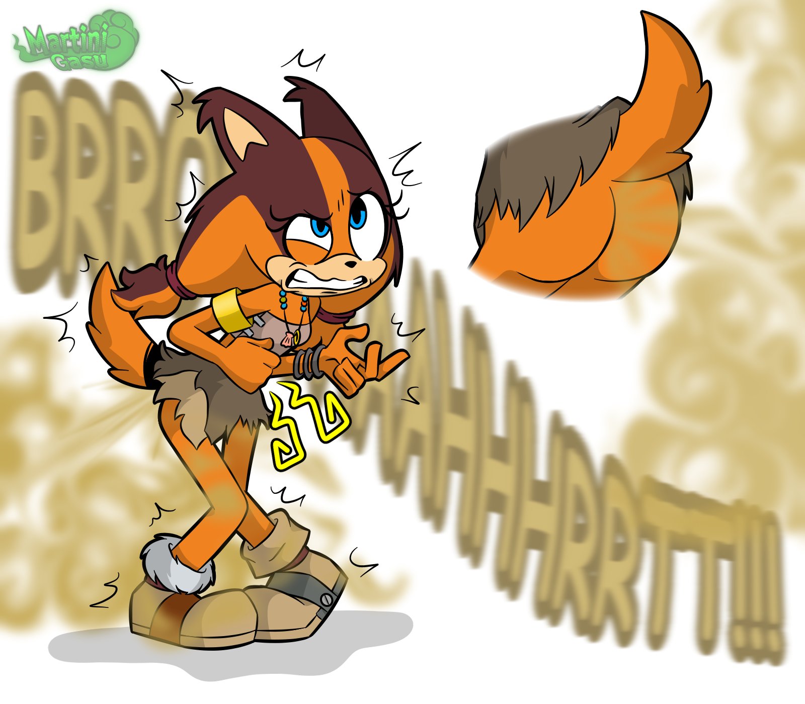 ass, fart, fart cloud, fart fetish, farting, female, martini gasu, sega, sonic (series), sonic boom, sonic the hedgehog (series), sticks the badger, sticks the jungle badger, sticks the tejon