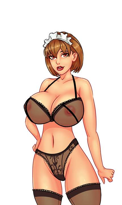 alice_(warlock_and_boobs) big_breasts brown_hair lingerie red_eyes void_club warlock_and_boobs