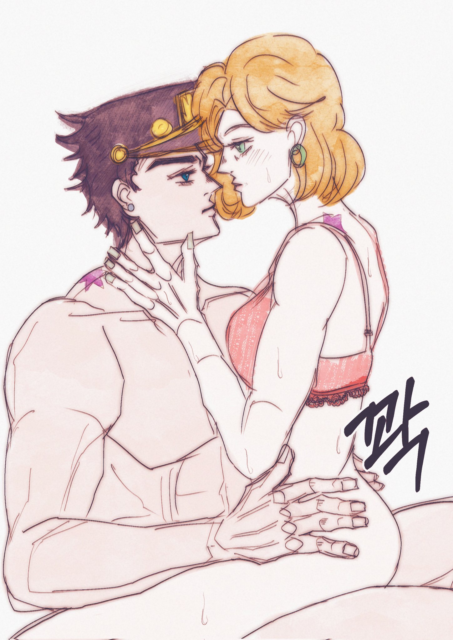 female, holly kujo, incest, jojo's bizarre adventure, jotaro kujo, mother and son, older female, stardust crusaders
