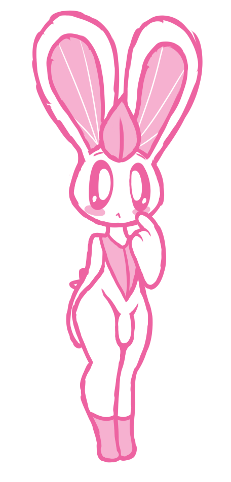 2018 anthro big_ears blush bunny finger_on_face flaccid flora_fauna flower flower_tail hybrid leaf lembun_(screwroot) looking_at_viewer male male_focus male_only naked nude nude_male nudity oc original_character penis screwroot white_background