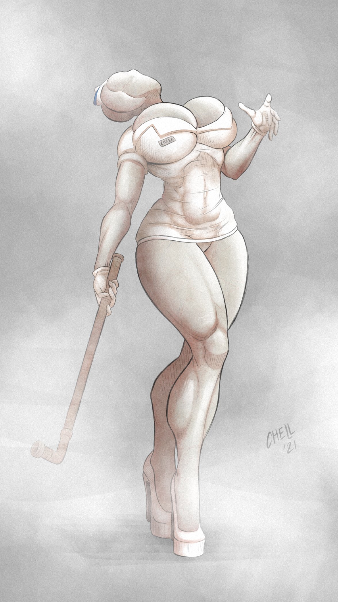 2021, 2d, 2d (artwork), breasts, bubble head nurse, busty, female, female focus, female only, full body, high heels, hourglass figure, human, konami, lead pipe, nurse, nurse (silent hill), nurse cap, nurse uniform, pale skin, pipe, pose, posing, silent hill, silent hill 2, solo, standing, tagme, virus infected art, weapon, wide hips