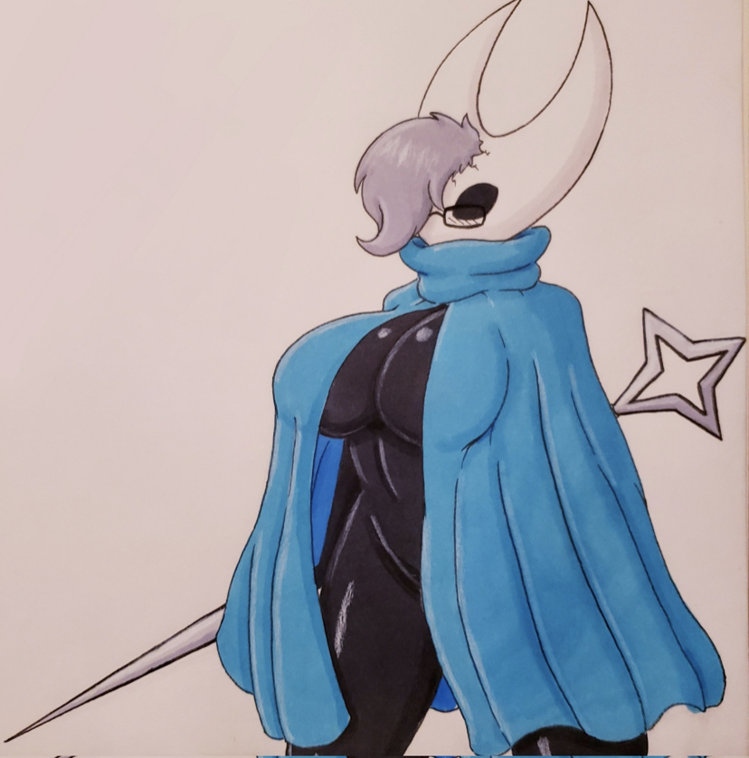 1girls anthro anthro_only anthrofied big_breasts black_eyes black_sclera blank_eyes breasts cloak empty_eyes female female_only glasses holding holding_weapon hollow_knight hornet_(hollow_knight) huge_breasts humanoid jacket jumneyarts large_breasts mask masked needle no_mouth proton_jon rosajon simple_background solo solo_female standing weapon