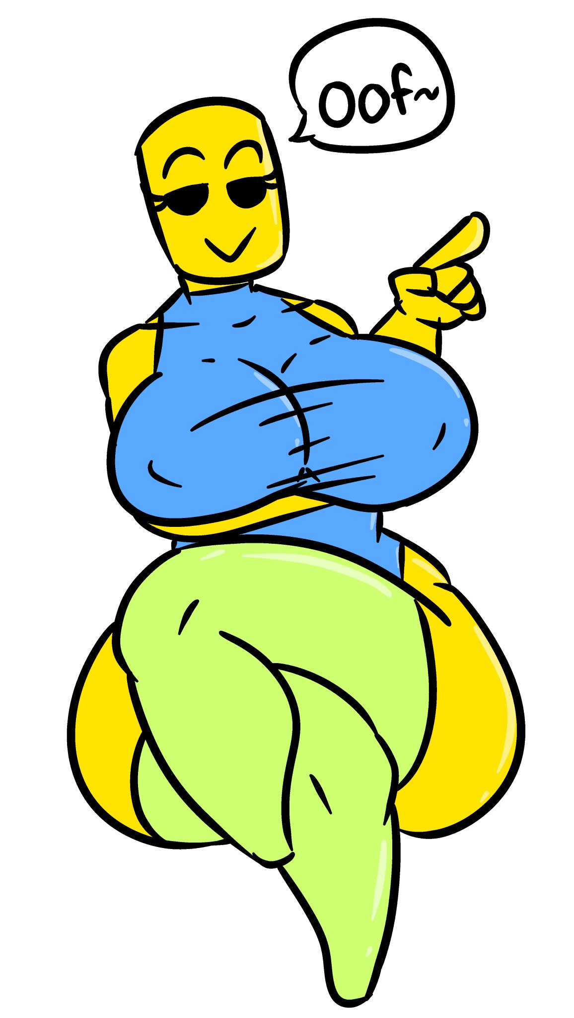 1girls, 2021, 5 fingers, absurd res, anthro, anthrofied, arm under breasts, ass, bald, bald female, big ass, big breasts, big butt, big thighs, black eyebrows, black eyes, black sclera, breasts, clothed, clothes, clothing, crossed legs, english, english text, eyelashes, female, female only, green stockings, hips, holding breast, huge ass, huge breasts, huge butt, huge thighs, humanoid, kingretrokirby, large ass, large breasts, large butt, looking at viewer, mob face, nipples visible through clothing, noob, pointing, pointing up, roblox, robloxian, simple background, sitting, sleeveless shirt, smile, smiley face, smiling, smiling at viewer, solo, solo female, speech bubble, stockings, suggestive, suggestive look, suggestive smile, text, thick, thick ass, thick thighs, thigh highs, thighhighs, thighs, white background, wide hips, yellow body, yellow skin