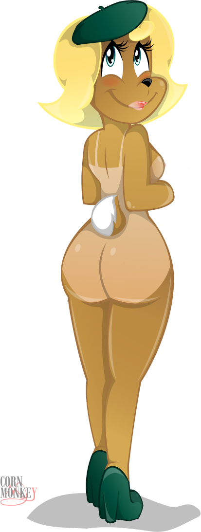 anthro ass blue_eyes blush camp_lazlo cartoon_network corn_monkey deer female footwear furry heels high_heels jane_doe looking_back nude sideboob smile solo tagme tanlines