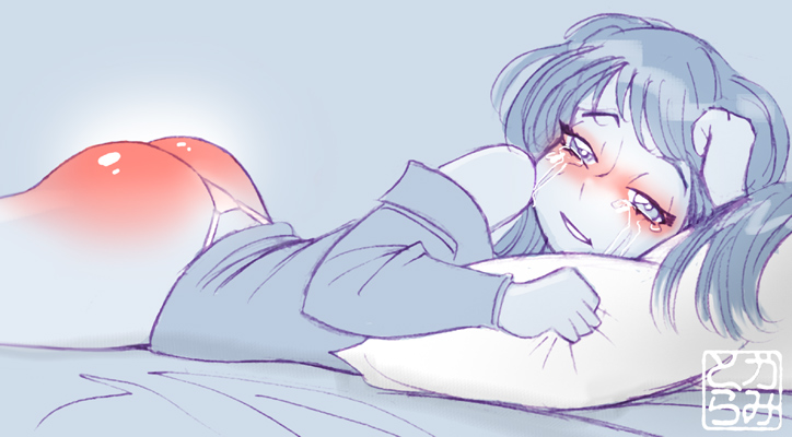 1girls, crying, crying with eyes open, female, kamitora, solo, solo female, spank marks