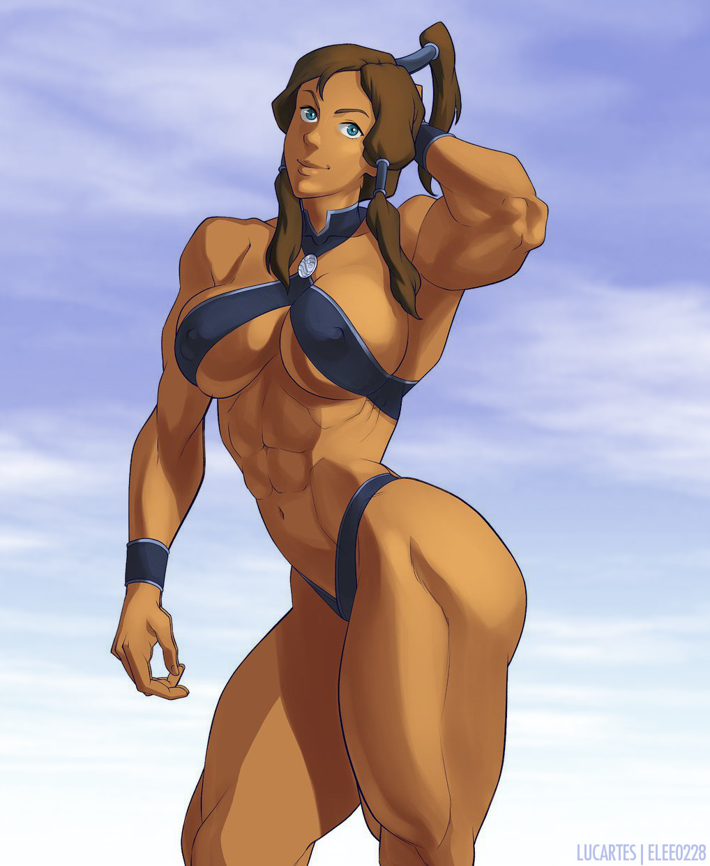 abs avatar_the_last_airbender big_breasts elee0228 korra large_breasts lucartes muscular muscular_female smooth_skin swimsuit tagme the_legend_of_korra