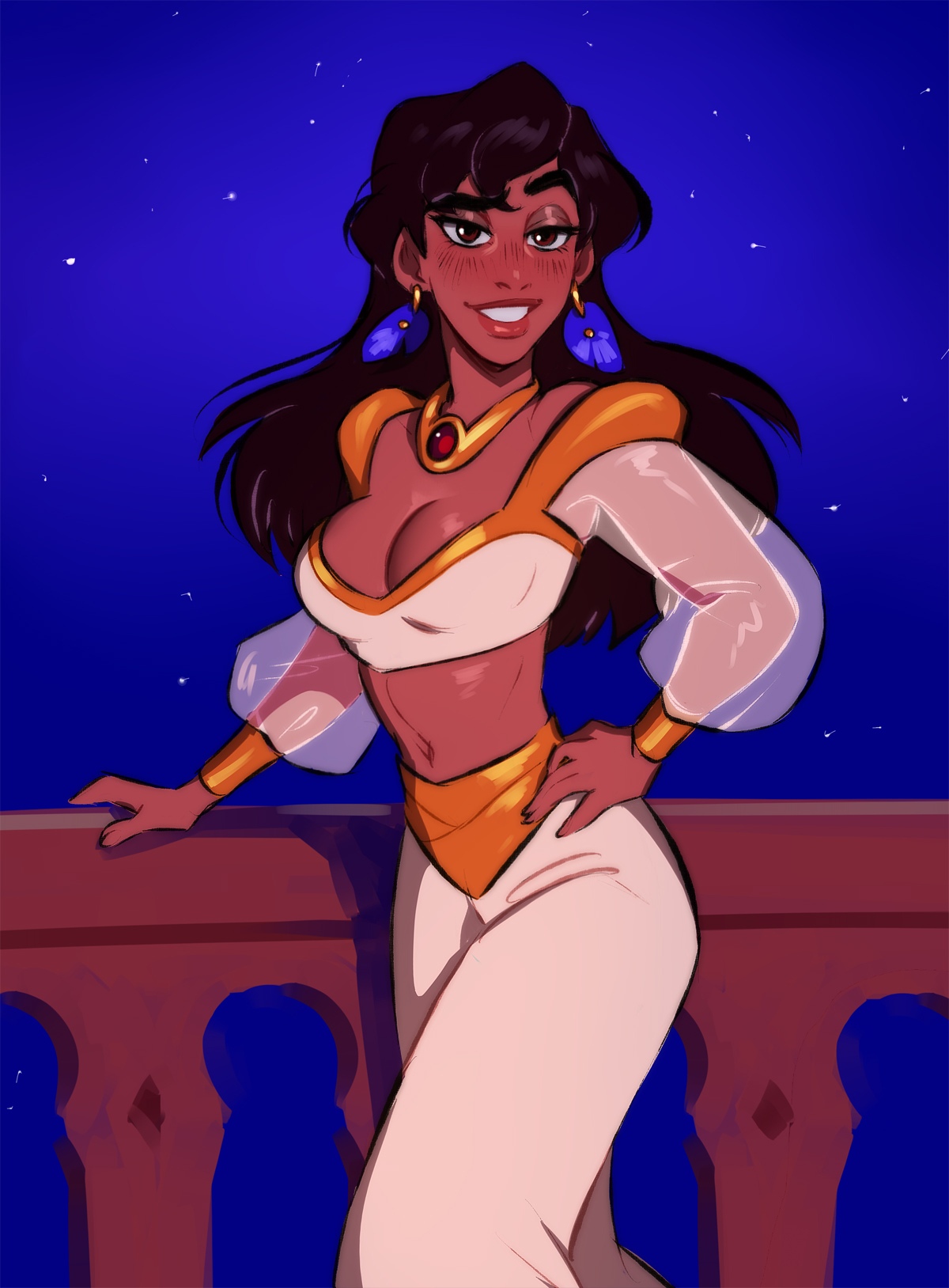1girls, aladdin, aladdin (character), bare midriff, breasts, dark-skinned female, disney, female, female only, gender transformation, medium breasts, ripushko, rule 63, solo, transformation