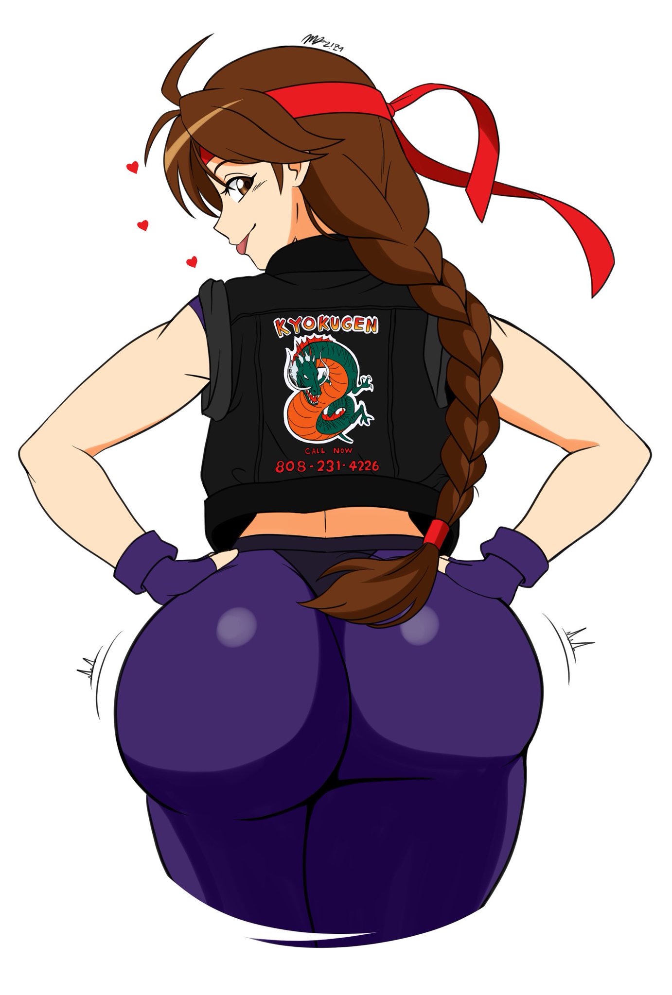 1girls ass bare_arms big_ass bouncing_ass braid brown_hair king_of_fighters mergeritter snk tagme thick thick_ass yuri_sakazaki