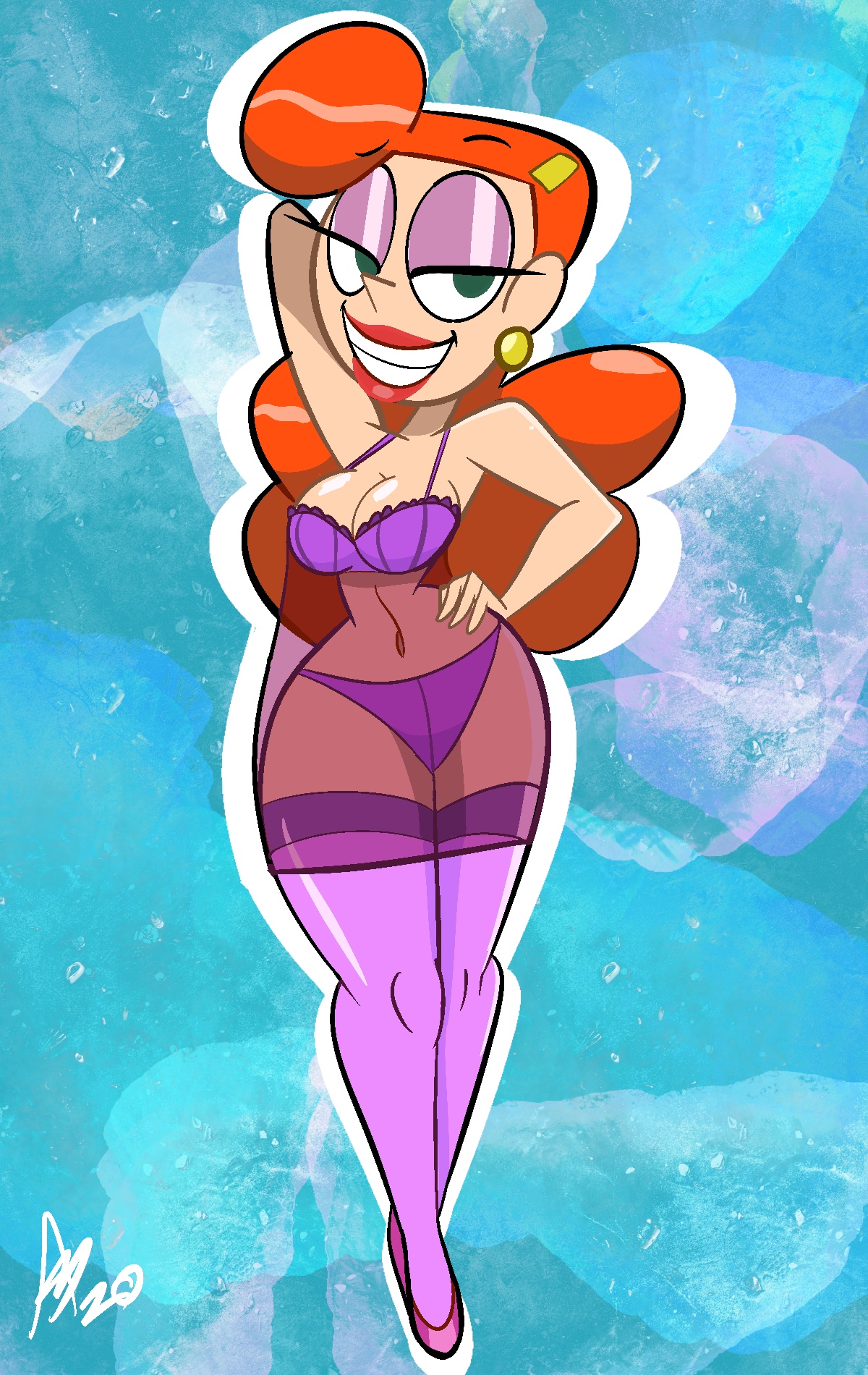 atomickingboo, cartoon network, gladys (billy and mandy), lingerie, red head, tagme, the grim adventures of billy and mandy