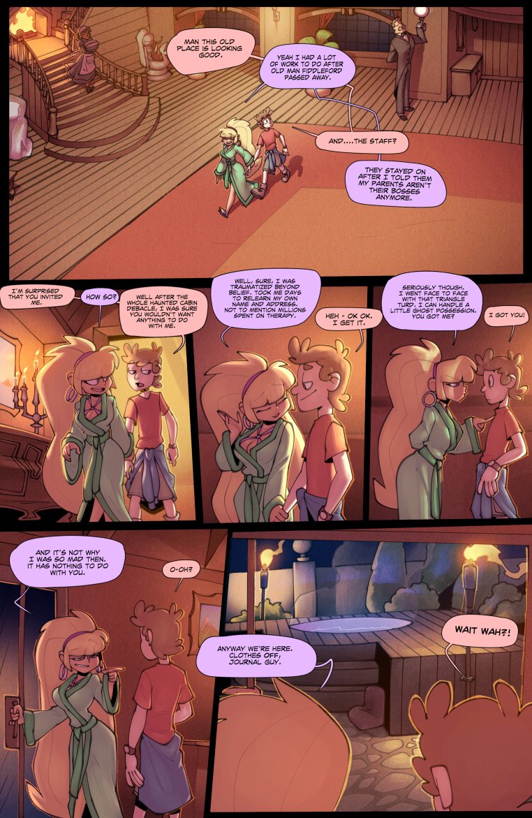 bigdad, blonde hair, brown hair, comic, dialogue, dipcifica, dipper pines, disney, disney channel, fanon couple, feet, female, gravity falls, human, male, pacifica northwest, penis, straight hair, tagme