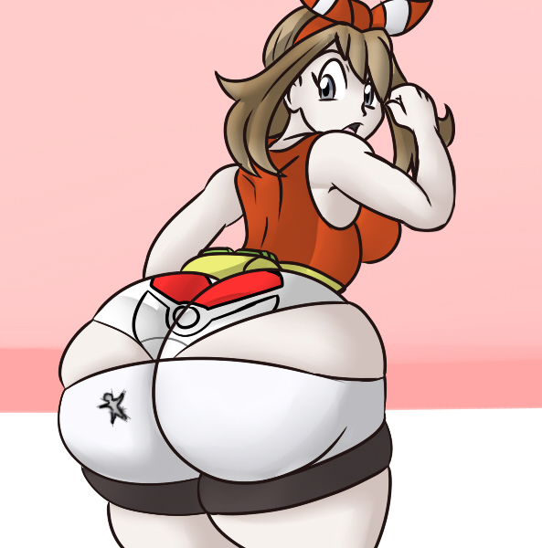 1boy, 1girls, ass, ass squish, assjob, bag, belt, big ass, bike, bike shorts, bow ribbon, butt crush, buttcrush, color, cum, cum on ass, facesitting, female, femdom, forced orgasm, giantess, gigantic ass, huge ass, human, human only, inside clothing, larger female, male, malesub, may (pokemon oras), may (pokemon), micro male, nintendo, pokemon, pokemon oras, sitting on person, size difference, smaller male, smothering, source request, steam, steaming body, tiny, trapped in clothing