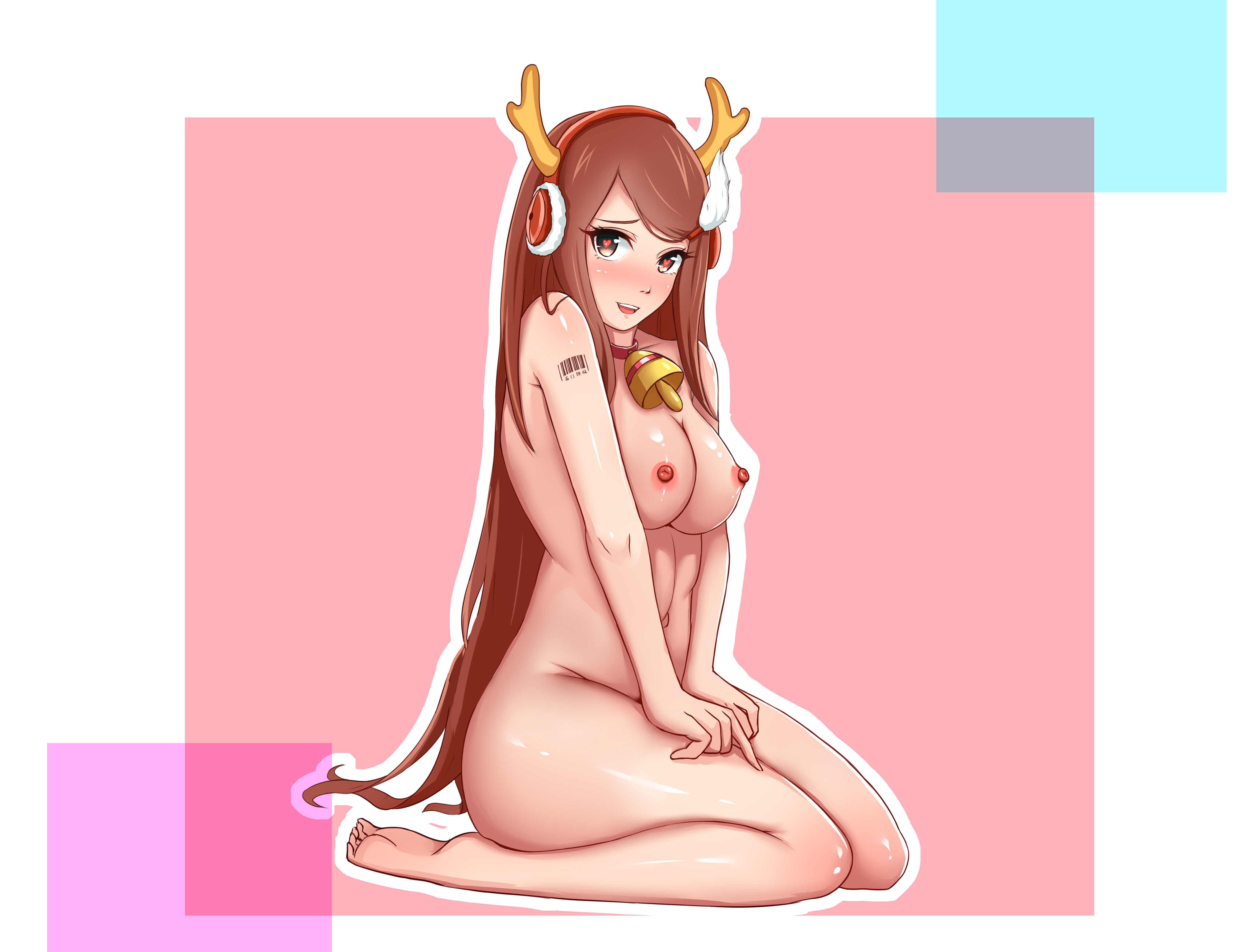 1girls, barefoot, bell, big breasts, breasts, collar, completely nude, fake horns, feet, female, female only, hairclip, headwear, heart, heart-shaped pupils, kneehighs, long hair, looking at viewer, milf, naked, naruto, naruto (series), naruto shippuden, nipples, nude, nude female, open mouth, open smile, parted bangs, purple eyes, red hair, seisen, seiza, shiny, shiny hair, shiny skin, sitting, skindentation, smile, soles, solo, solo female, solo focus, toes, uzumaki kushina, very long hair