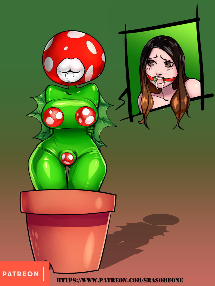 bondage bound drool female female_focus femsub gag huge_breasts mario_(series) piranha_plant plant_transformation ring_gag rubber_transformation rubberization shiny_clothes srasomeone thick_thighs tight_clothing transformation wide_hips