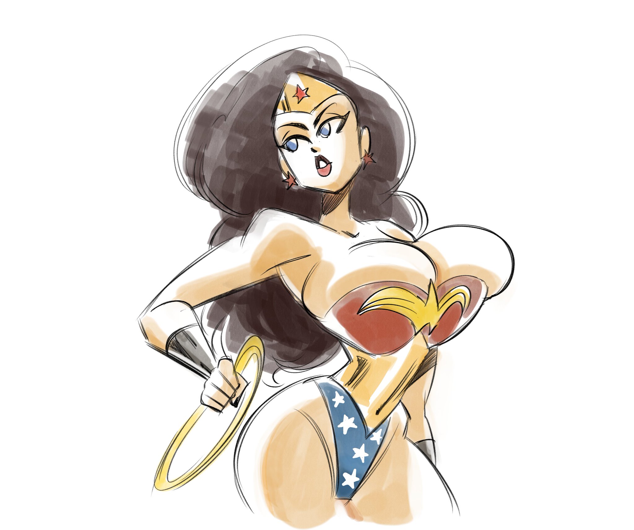 1girls, amazon, amazonian, armpits, ass, athletic, athletic female, bare shoulders, big ass, big breasts, black hair, blue eyes, breasts, bursting breasts, bust, busty, chest, cleavage, curvaceous, curvy, curvy figure, dark hair, dc, dc comics, demigod, demigoddess, diana prince, digital drawing (artwork), digital media (artwork), ear piercing, enormous breasts, eyebrows, eyelashes, eyes, female, female focus, fit, fit female, glassfish, hair, hero, heroine, highleg, hips, hourglass figure, huge breasts, human, jewelry, large ass, large breasts, lasso of truth, legs, leotard, light skin, light-skinned female, lips, long hair, mature, mature female, narrow waist, parted lips, pinup (style), slim waist, small waist, solo, superhero, superheroine, themysciran, thick, thick hips, thick legs, thick thighs, thighs, thin waist, tiara, tiny waist, top heavy, top heavy breasts, voluptuous, voluptuous female, waist, wasp waist, white background, wide hips, wonder woman, wonder woman (series)