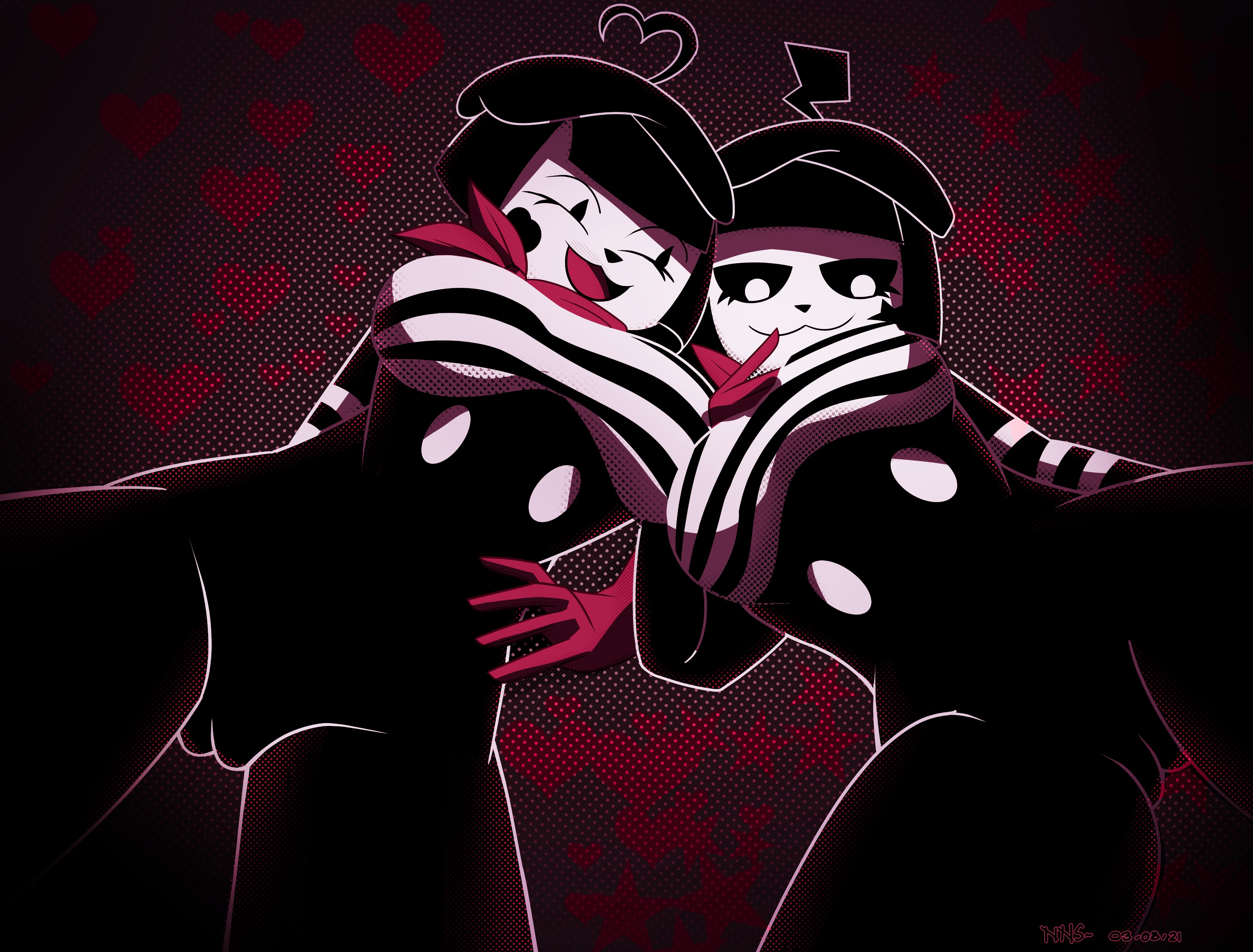 2girls, bonbon (derpixon), cameltoe, chuchu (derpixon), female, female only, mime, mime and dash, mime girl, pussy, tagme