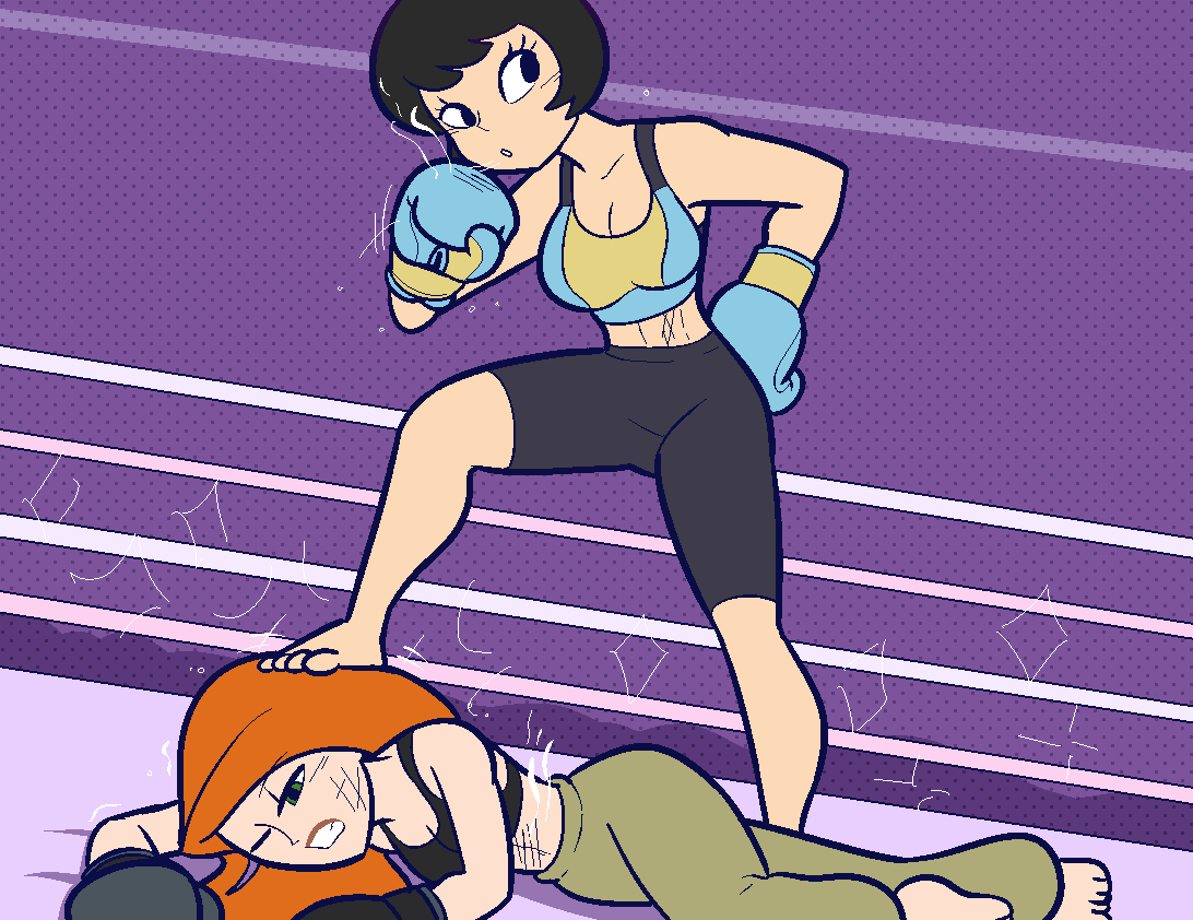 boxing boxing_gloves boxing_match boxing_ring boxing_shorts disney disney_channel female female_focus female_only human jucika kim_possible kimberly_ann_possible netto-painter pusztai_pál ryona