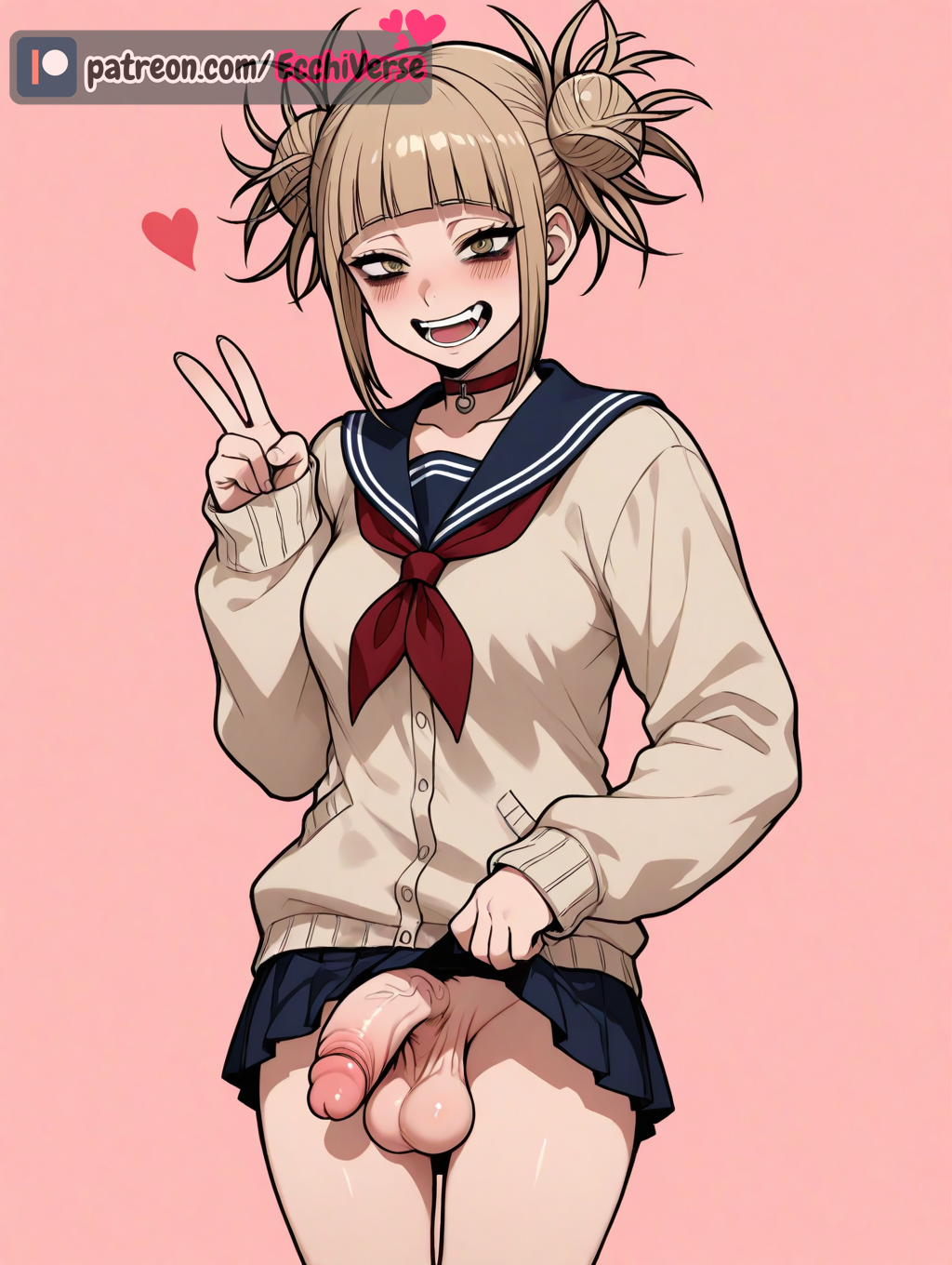 ai_generated anime anime_character anime_style balls balls_grab big_balls breasts canon_futa cleaning_cock cute cute_expression cute_face cute_girl cute_penis dick dickgirl ecchiverse embarrassed embarrassed_nude_exposure embarrassed_nude_futa floating_heart futa_focus futa_only futadom futanari hands-free hands_up heart heart-shaped_pupils heart_eyes heart_symbol hearts_around_head hentai himiko_toga himiko_toga_(cosplay) intersex jerking jerkingoff my_hero_academia patreon patreon_reward patreon_username peace_sign peace_symbol penis penis_focus penis_out pink_background pink_penis school_uniform schoolgirl schoolgirl_uniform skirt skirt_pull skirt_removed skirt_up smile smile_at_viewer smiley_face soft_penis tagme toga_himiko