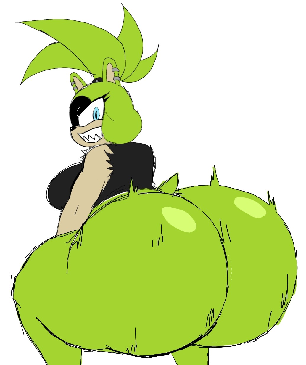 1girls, anthro, ass, ass focus, big ass, big thighs, breasts, bubble ass, bubble butt, female, fur, furry, green body, green fur, huge ass, huge thighs, idw publishing, momiji (artist), sega, sharp teeth, solo, solo female, sonic (series), sonic the hedgehog (comics), sonic the hedgehog (idw), sonic the hedgehog (series), surge the tenrec, tail, tenrec, thick ass, thick thighs, twerk, twerking