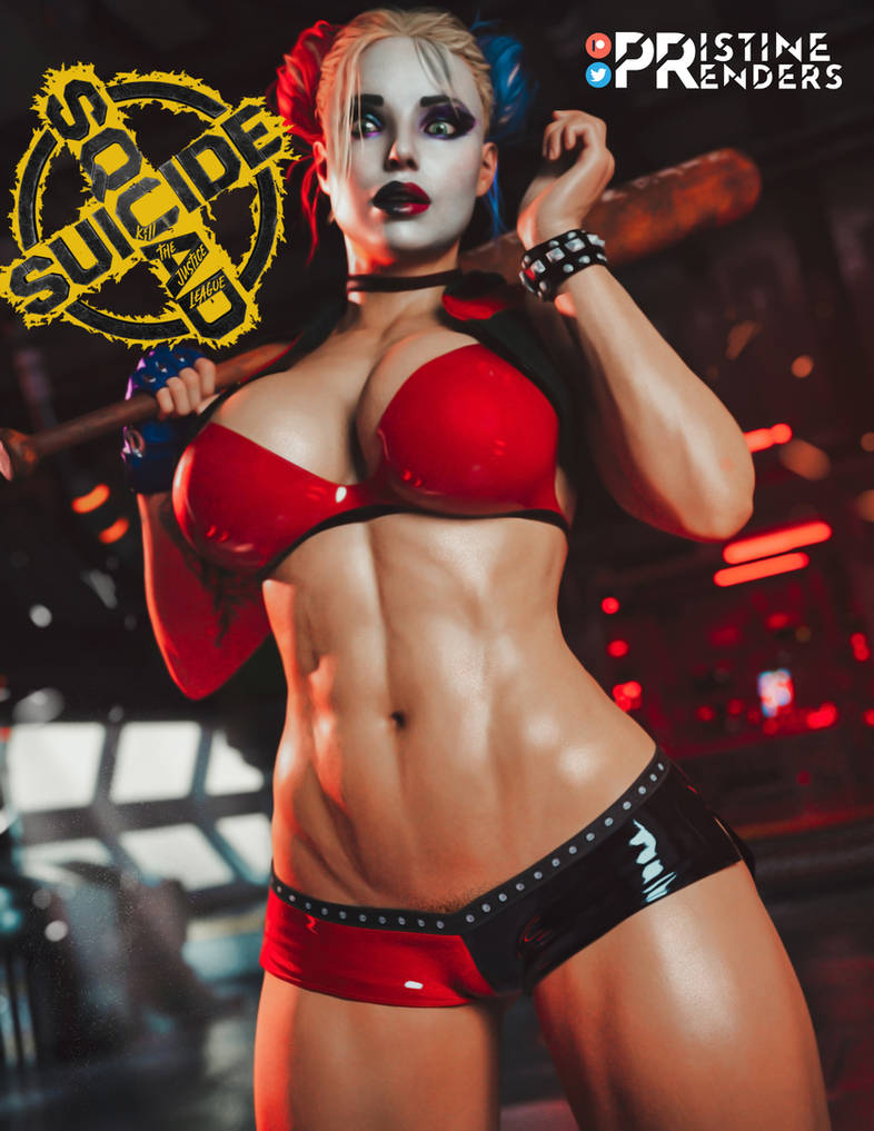 1girls 3d 3d_model abs baseball_bat bat batman_(series) big_breasts blender blonde_hair bra breasts dark dc dc_comics facepaint female female_only harley_quinn harley_quinn_(arkham) harley_quinn_(suicide_squad_game) holding_object indoors inside large_breasts light-skinned_female light_skin looking_at_viewer looking_pleasured multicolored_hair navel nipples pink_nipples pleasure_face pristinerenders short_shorts shorts sitting smile solo solo_female suicide_squad suicide_squad:_kill_the_justice_league thick_thighs thighs twintails