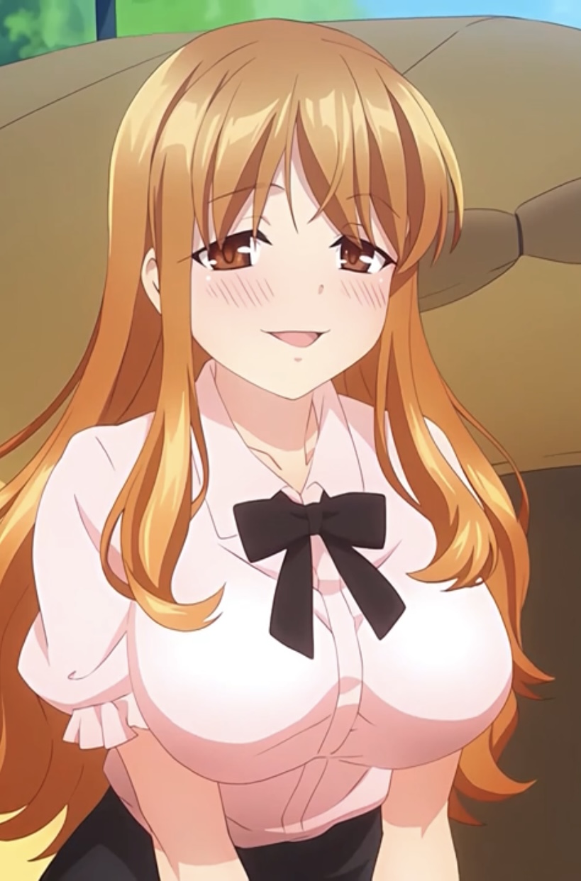 aki_minami big_breasts blushing harem_camp long_hair looking_at_viewer orange_hair