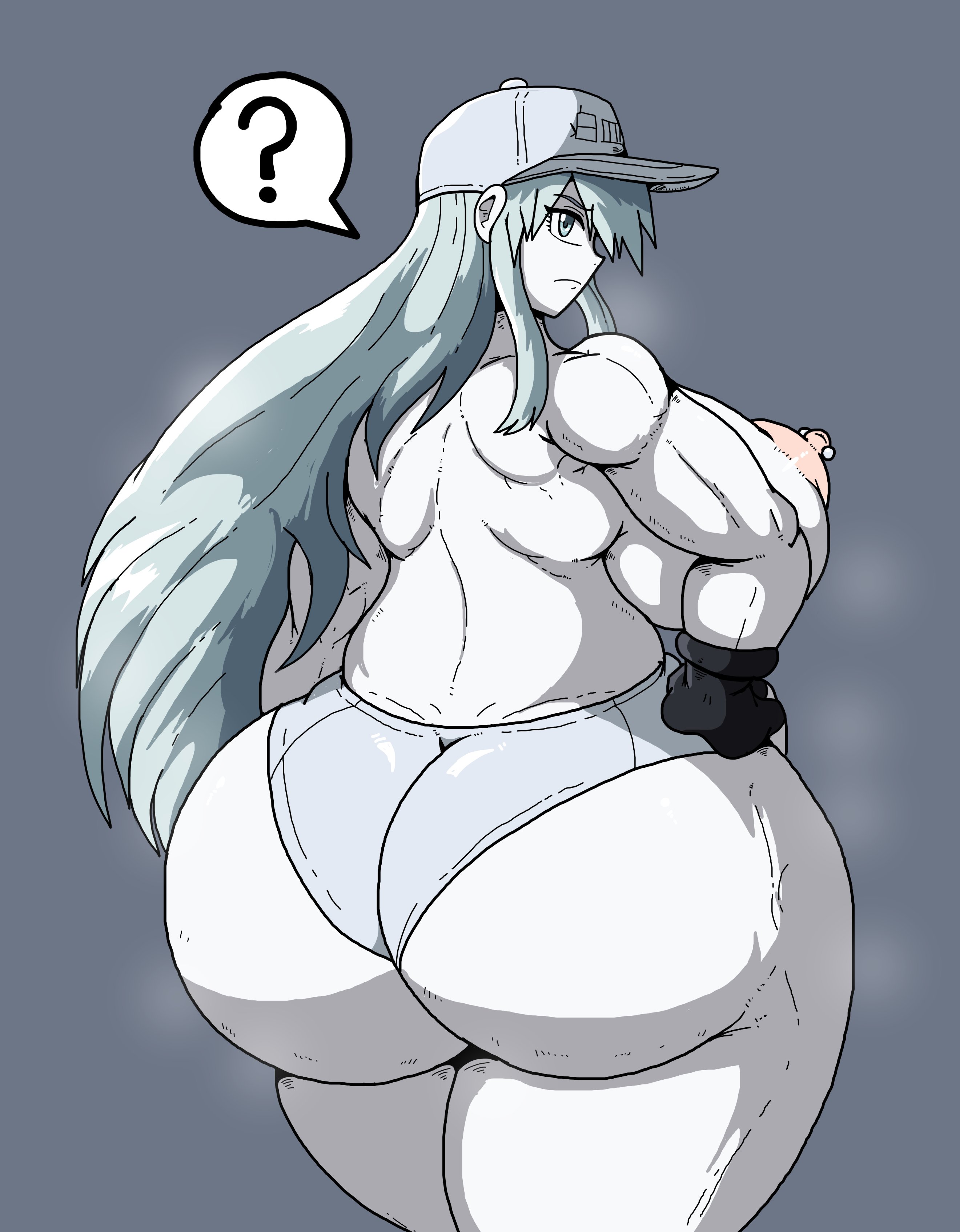 breasts, chubby, female, hataraku saibou, hataraku saibou black, huge breasts, large areolae, pandacubed, poopishness, u-1196, white blood cell (hataraku saibou)