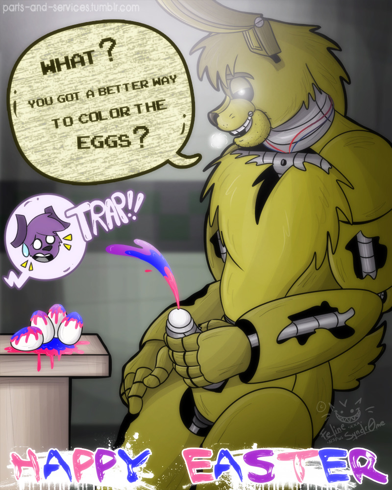 big_penis bonnie_(fnaf) buns-n-spurs cum easter easter_egg five_nights_at_freddy's huge_cock male male_focus male_only mullet robot springtrap springtrap_(fnaf)