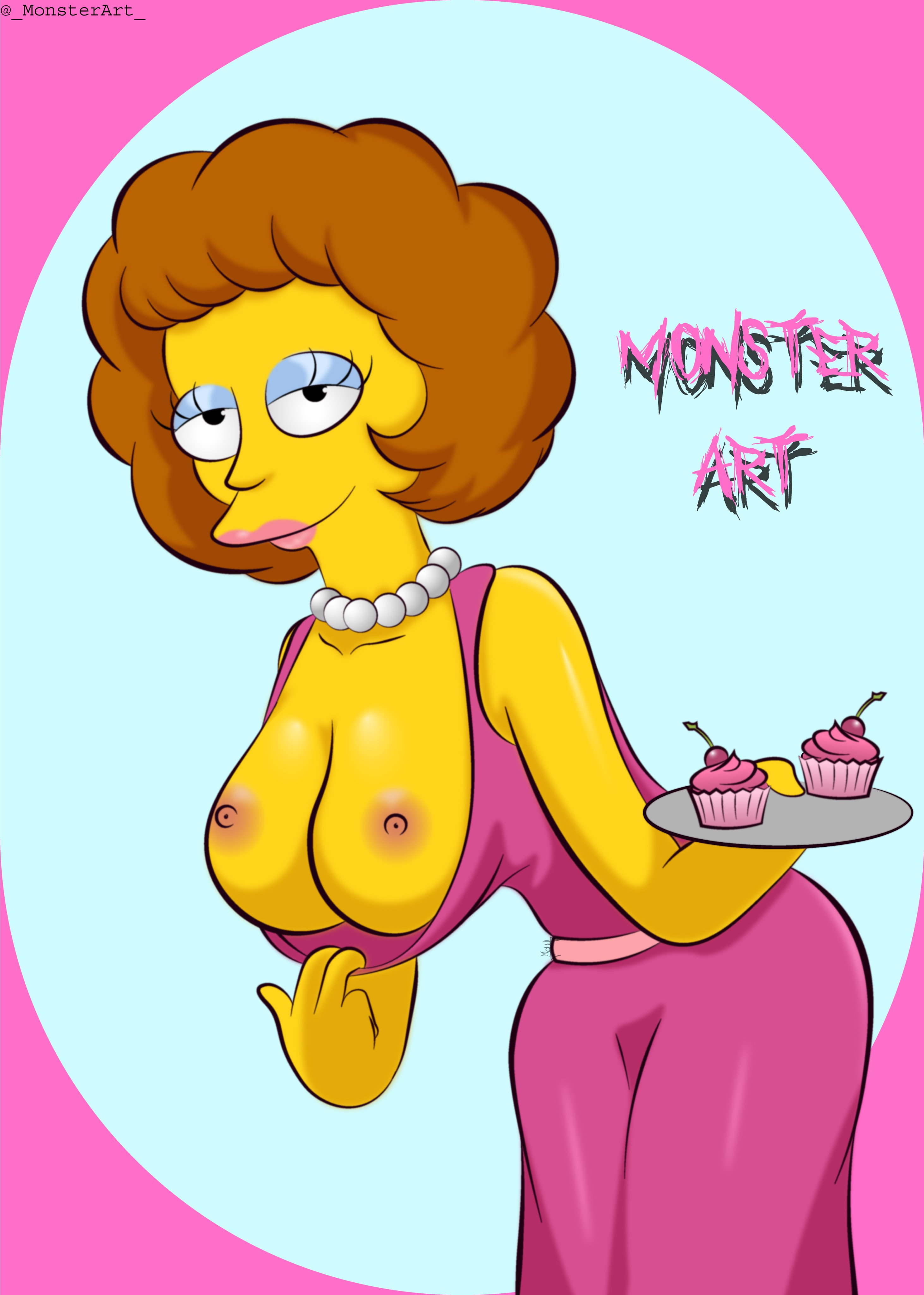 1girls, 2021, 20th century studios, accurate art style, breasts, busty, female, female focus, female only, hourglass figure, looking at viewer, maude flanders, monsterart, partially clothed, pose, posing, tagme, the simpsons, wide hips, yellow body, yellow skin