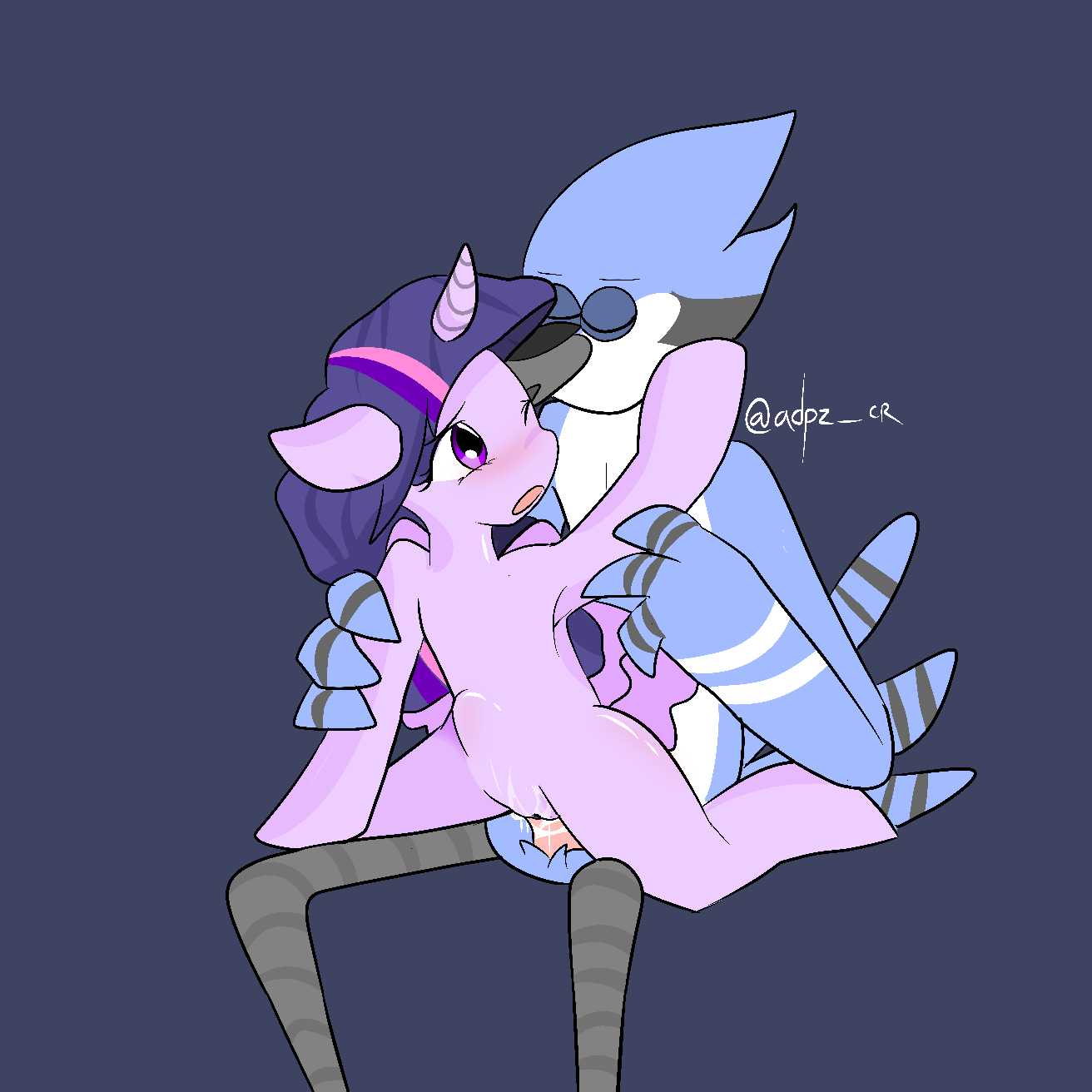 adpz_cr anthro anthro_on_feral avian bird blue_jay bodily_fluids bulge cartoon_network closed_eyes crossover cum cum_inside duo equine female feral friendship_is_magic genital_fluids hasbro hi_res horn horse jay_(bird) kissing male mammal meme mordecai_(regular_show) mordetwi my_little_pony new_world_jay oscine passerine penetration pony regular_show twilight_sparkle_(mlp) unicorn vaginal_penetration zoophilia