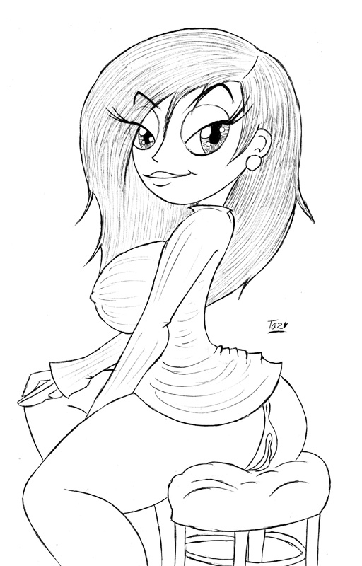 disney female female_only human innocenttazlet kim_possible kimberly_ann_possible monochrome pussy solo straight_hair tagme