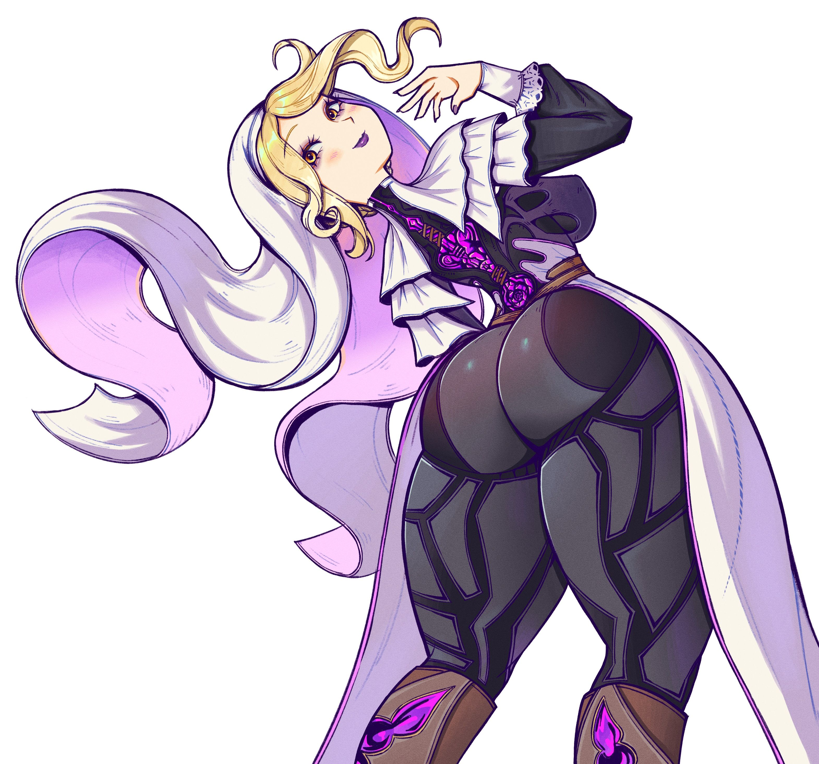 back view, big ass, clothed female, eduedude, looking back, marie leroux, nun, presenting ass, seduction techniques, voluptuous female, warframe