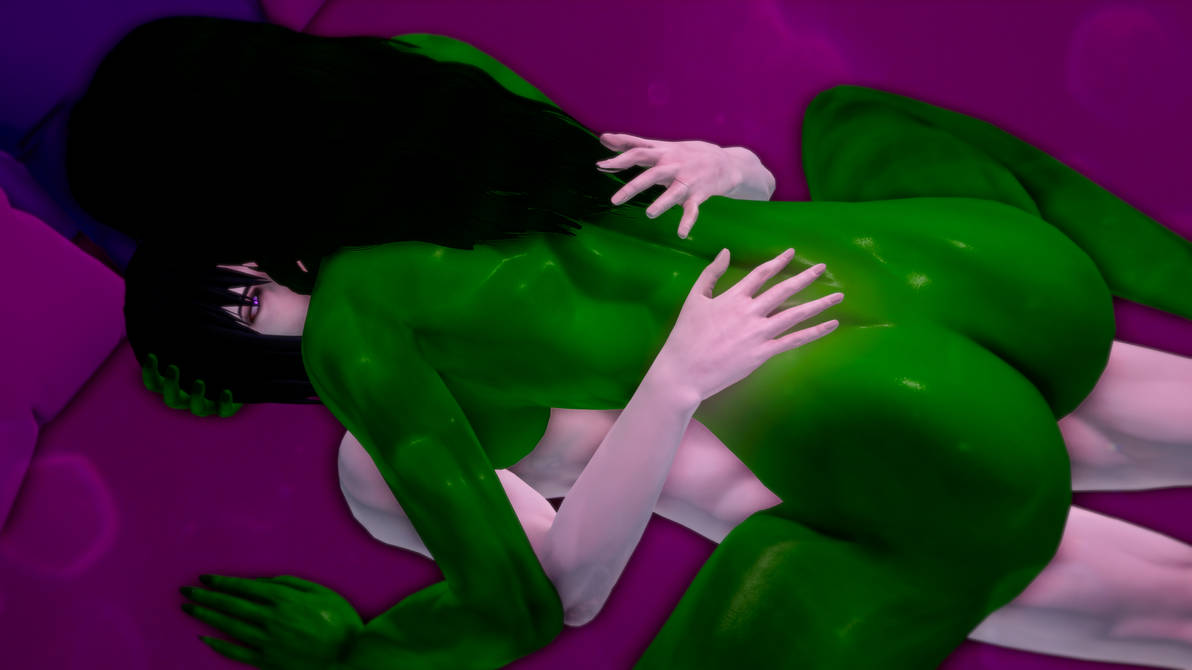 1boy 1girls 3d 3d_(artwork) bed big_breasts breasts bushido_lore busty cowgirl_position crossover doom4rus female female_on_top green-skinned_female green_body green_hair green_lips green_skin huge_breasts hulk_(series) kissing large_breasts larger_female light-skinned_male light_skin lips male marvel marvel_comics muscles muscular muscular_female muscular_male nude nude_female nude_male oliver_herder red_eyes sex she-hulk size_difference straight superhero superheroine toned toned_female toned_male