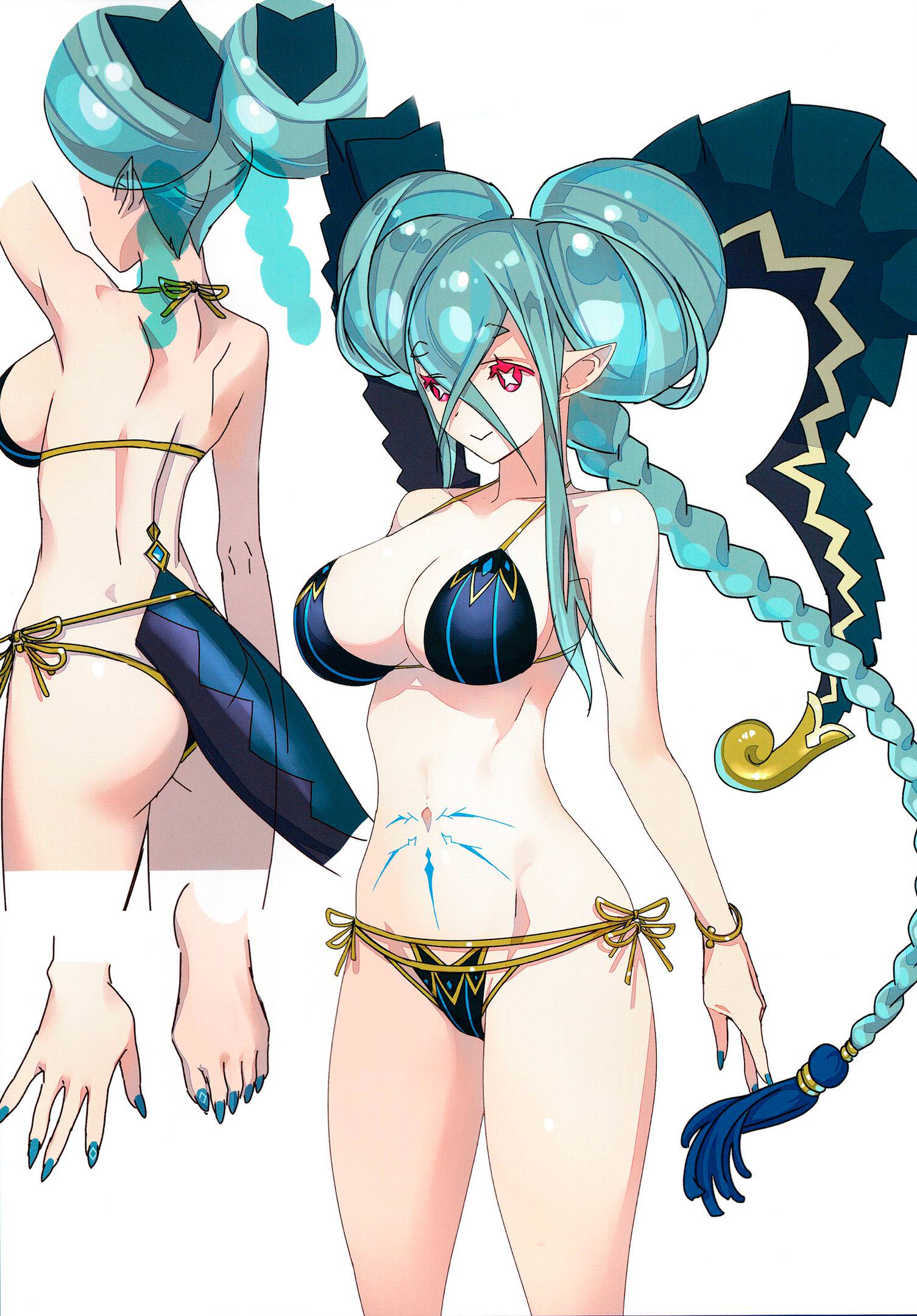 fate (series), fate/grand order, female, horns, navel, tiamat (fate), white skin