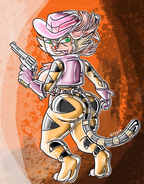 anthro ass big_ass big_breasts big_butt breasts clothed clothing cowboy cowboy_hat felid female fisty_the_yrryf furry glistening glistening_body gtogta gtogta_(artist) hat headgear headwear mammal pantherine solo tiger yrryf yrryf_party