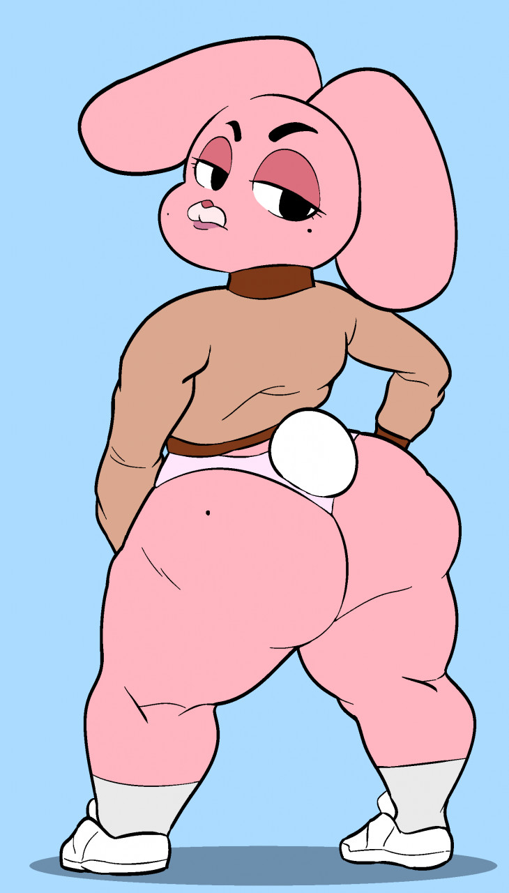 aged_up anais_watterson anthro ass bunny cartoon_network clothed clothing fat_ass female fur furry furry_only looking_back mole mole_on_ass mole_under_eye pink_fur shirt shortstack solo tail the_amazing_world_of_gumball thick_thighs toonarscontent underwear