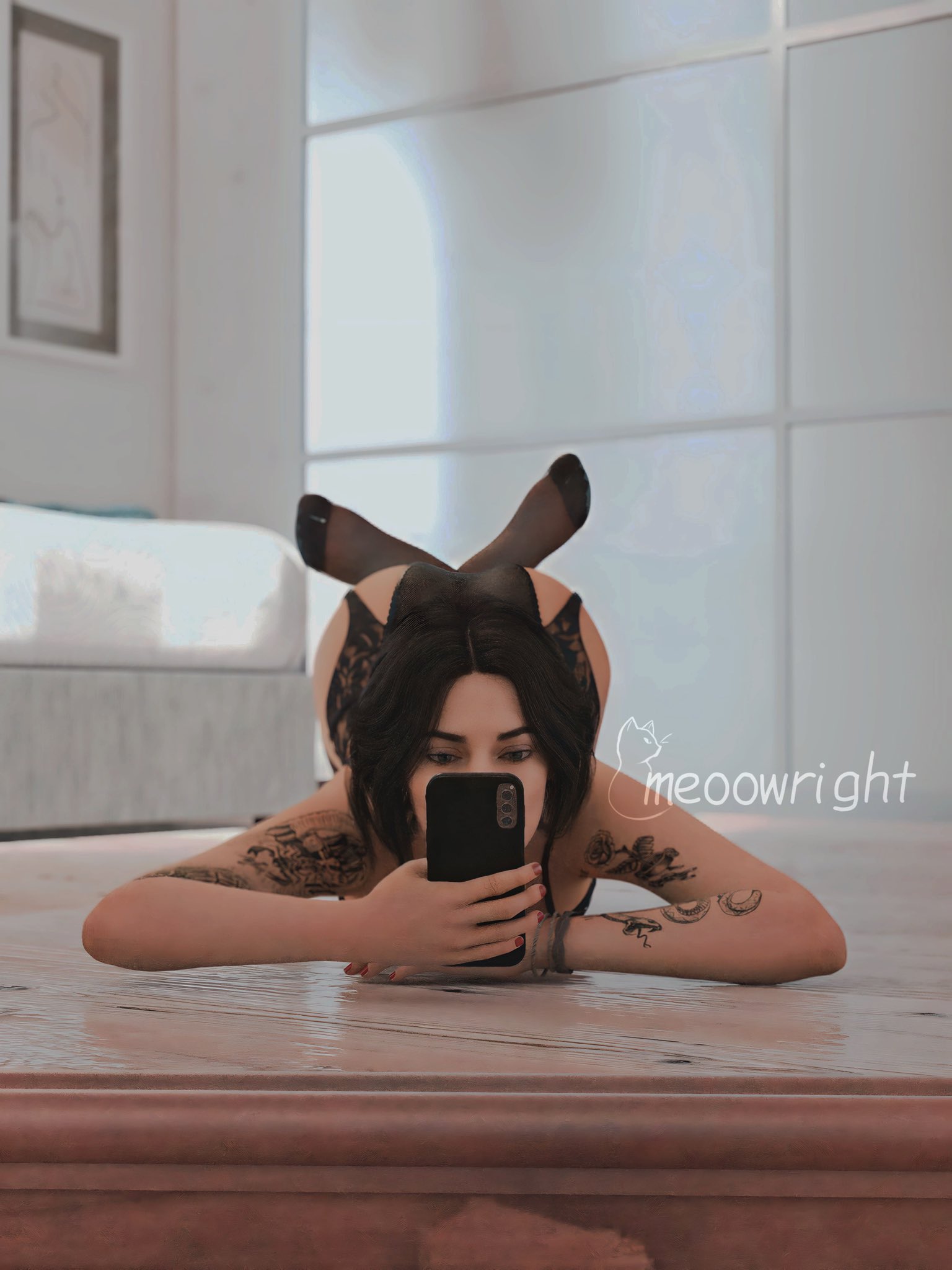 3d, call of duty, call of duty modern warfare 2 (2022), female, hispanic, lace, lingerie, lingerie only, phone, posing, posing for picture, posing for the viewer, selfie, tagme, underwear, valeria garza