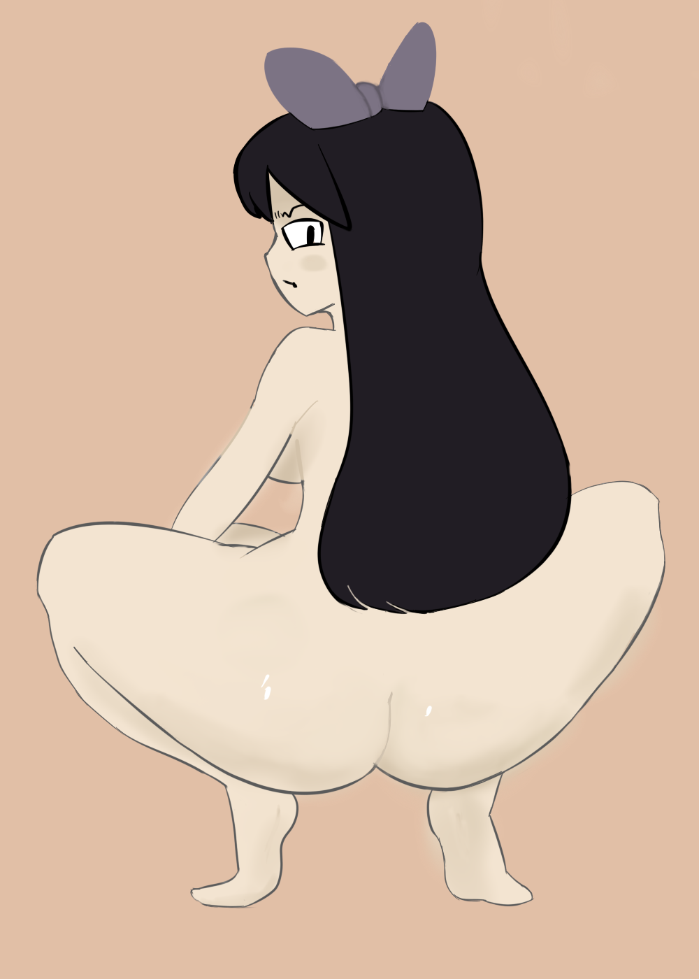 1girls ass black_hair black_strategy cartoon_network female female_only hairbow naked nude nude_female ok_k.o.!_let's_be_heroes sole_female solo solo_female