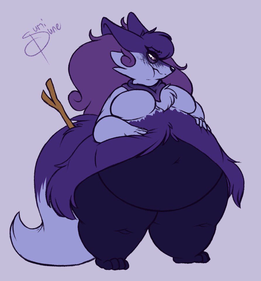 big_breasts blueberry_inflation braixen breasts pokemon pokemon_(species) sumisune thick_thighs wide_hips