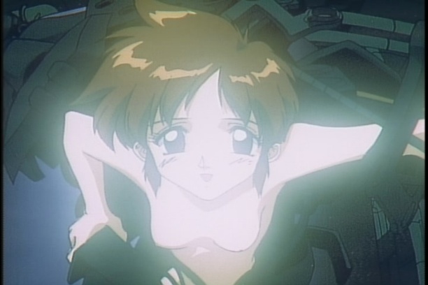 1990s_(style) 90s areolae brown_hair cute key_the_metal_idol nipples retro_artstyle short_hair small_breasts vhs_artifacts