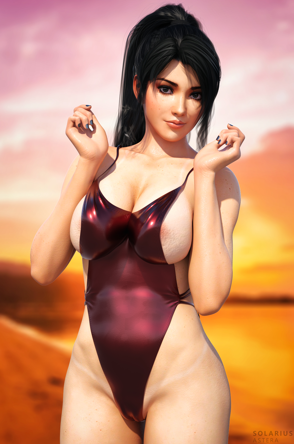3d, breasts, busty, dead or alive, female, female focus, female only, hourglass figure, long hair, momiji (ninja gaiden), ninja gaiden, pose, posing, solarius astera, solo, tagme, tecmo, wide hips