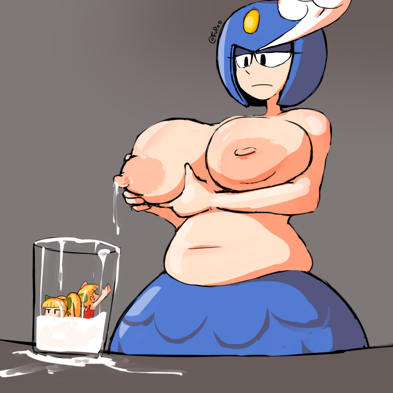 3girls big_breasts breasts capcom chubby cum_jar cum_jar_(meme) cup female female_only fupoo giantess huge_breasts lactation mega_man mega_man(classic) milk milk_jar roll splash_woman tagme