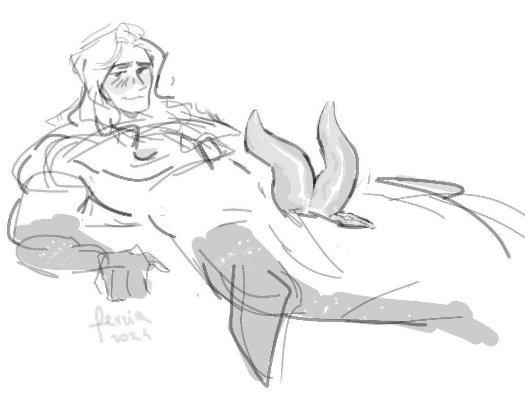 elliott_(stardew_valley) long_hair low_effort male merman non-human sketch stardew_valley tagme