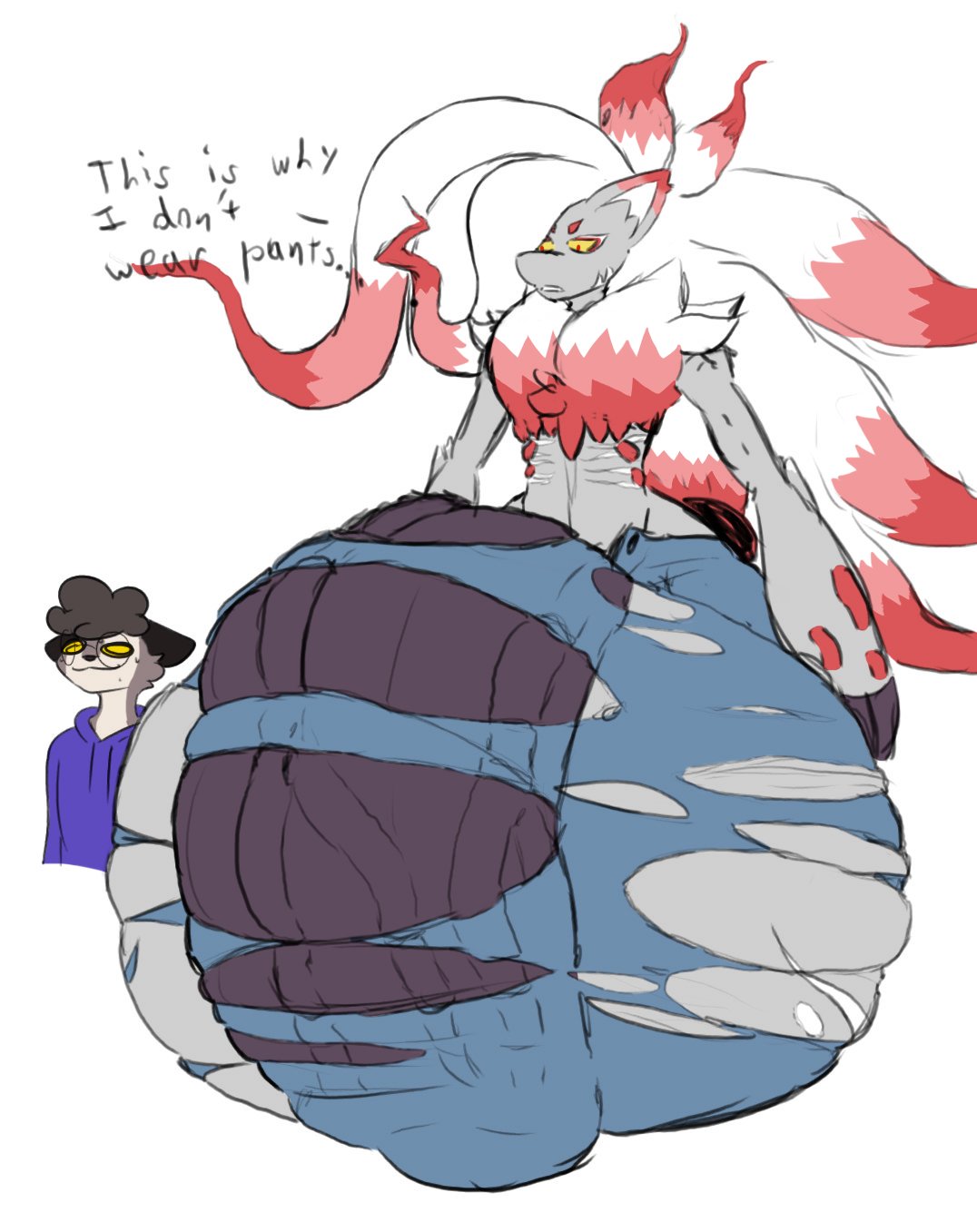 2boys, anthro, balls, big balls, big penis, fat cock, furry, huge balls, huge cock, hyper, hyper balls, hyper genitalia, hyper penis, hyper testicles, male, male focus, male only, massive balls, nintendo, noroi (hisuianalpha), one cryptid, penis, penis focus, pokemon, pokemon (species), radio (thenameisradio), ripped clothing, size difference, testicles, thick penis, veiny penis, zoroark