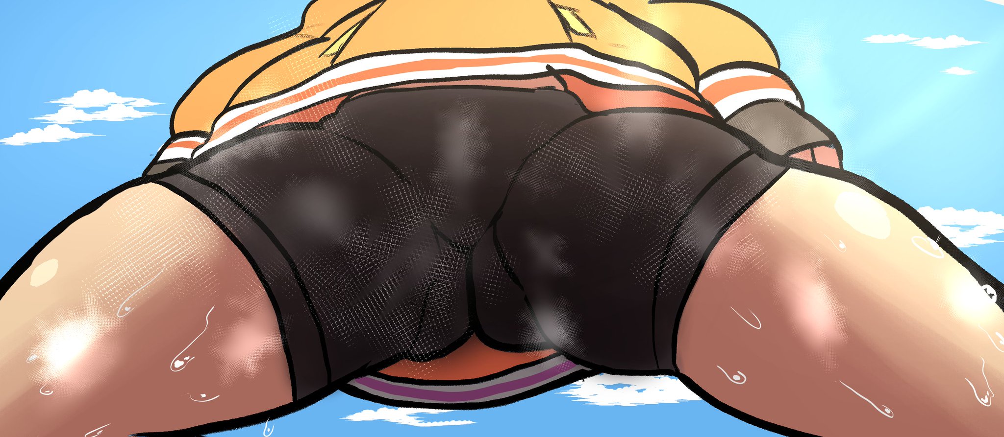 female, guilty gear, lemonadepikachu, may (guilty gear), spats, sweat, thick thighs