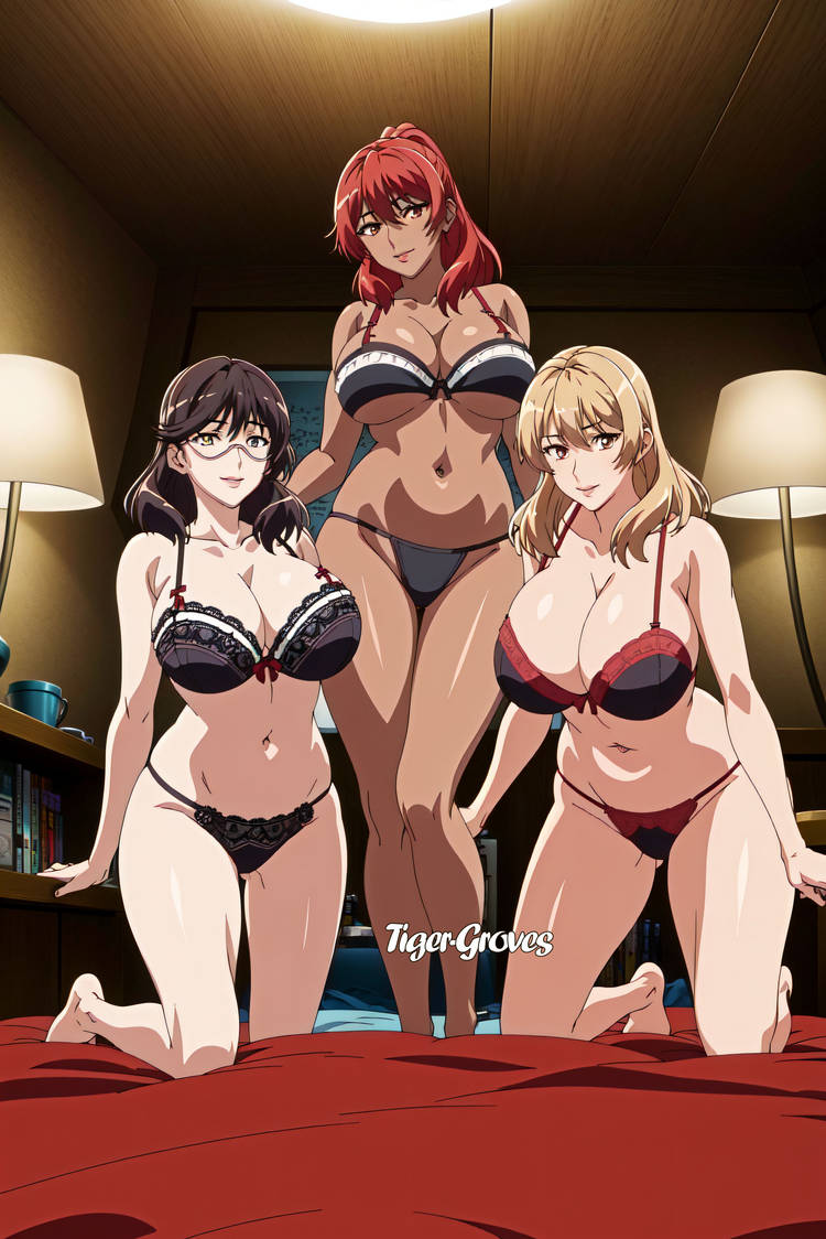 3girls 3milfs ai_generated barely_clothed big_breasts black_hair blonde_hair bra breasts busty cleavage cleft_of_venus curvaceous curvaceous_female curvaceous_figure curves curvy curvy_body curvy_female curvy_females curvy_figure curvy_hips curvy_thighs dark-skinned_female dark_skin female female/female/female female_focus female_only full_body hips large_breasts light-skinned_female light_skin midriff milf milfs morisaki_megumi mostly_nude okudera_anna okusama_wa_moto_yari_man on_knees panties red_hair skimpy skimpy_bikini skimpy_clothes skimpy_panties standing suzumoto_mako tagme thick_thighs thighs thong tiger-groves trio trio_female trio_focus voluptuous voluptuous_female voluptuous_milf wide_hips