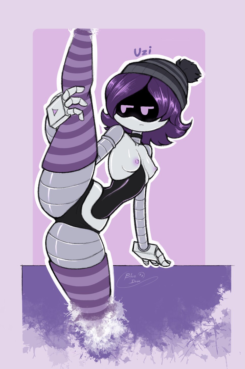 1girls, 2d, black panties, blue dron, casual nudity, curvy, dronfanblue, female, female only, humanoid, humanoid female, humanoid only, murder drones, panties, robot, robot girl, robot humanoid, screen face, solo, tagme, thick legs, thick thighs, uzi (murder drones)