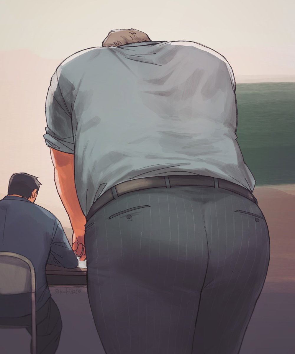 ass bara bent_over clothing fully_clothed kuki1210 male male_only size_difference teacher