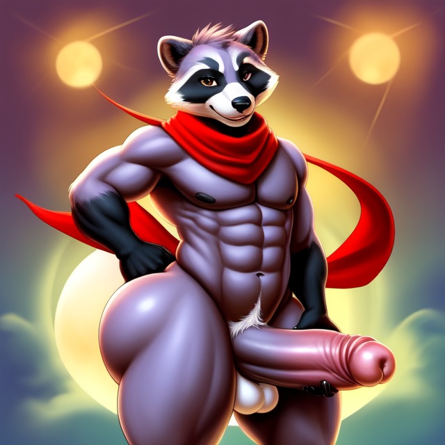 1boy 1boys ai_generated anthro big_butt big_penis cock cockhead dick furry furry_female indigo indigo_park male_only muscular muscular_anthro muscular_arms muscular_male purple_eyes raccoon raccoon_ears raccoon_tail rambley_(indigo_park) rambley_raccoon solo tail