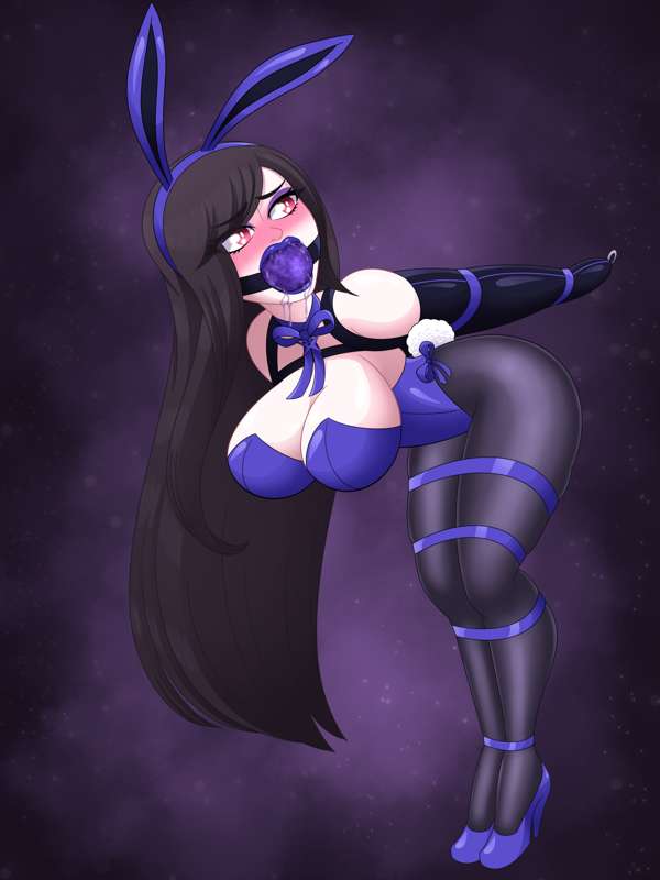 armbinder ball_gag bearbuckscoffee big_breasts bondage bound bunny_ears bunnysuit drool drooling eyeliner female female_only femsub final_fantasy final_fantasy_vii gag high_heels lipstick makeup straps tifa_lockhart